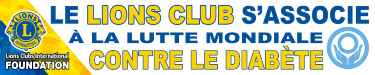 Logo Lions Club + texte : Le Lions Club s'associe à la lutte mondiale contre le diabète